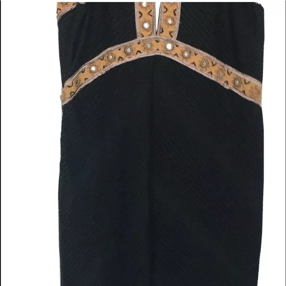 Free People Aztec embroidered Black Mini Dress S - Picture 3 of 8